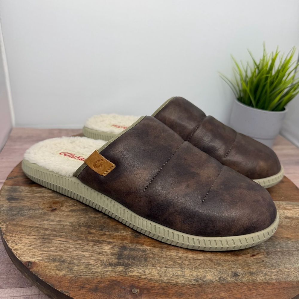 OluKai Mua ‘lli Men’s Leather Mule Slipper - Size: 43 - Picture 2 of 9